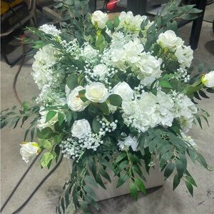 Lush Green and White Faux Floral Arrangement- includes up to $50 in shipping
